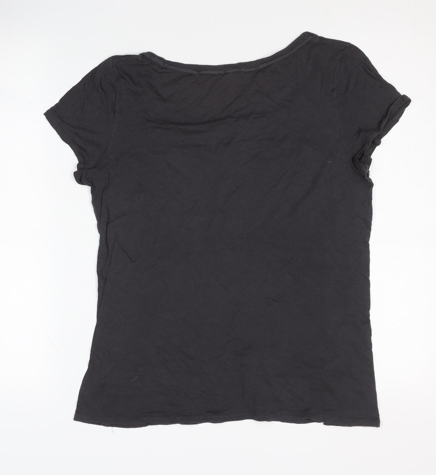 Jigsaw Women's Black T-Shirt M with Silk Trim