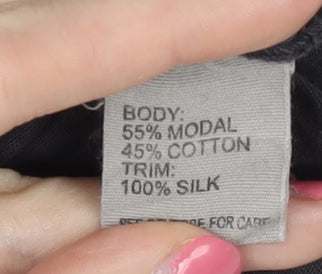 Jigsaw Women's Black T-Shirt M with Silk Trim