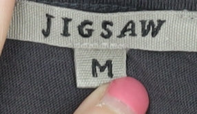 Jigsaw Women's Black T-Shirt M with Silk Trim