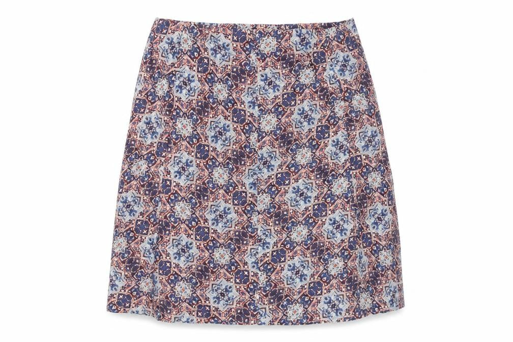 Front view of Isle Women's Multicoloured Geometric Knee-Length Skirt