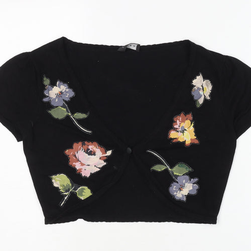 Linea Women's Black Floral Cardigan, Size S