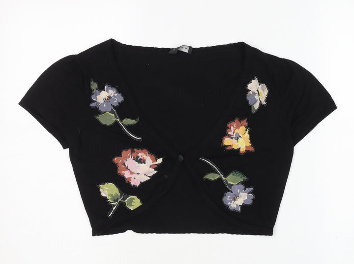 Linea Women's Black Floral Cardigan, Size S