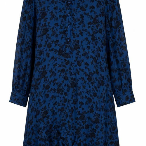 AND/OR Women's Blue Floral Long Sleeve Dress