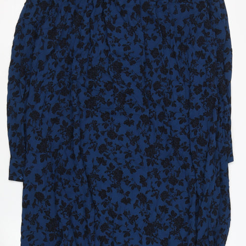 AND/OR Women's Blue Floral Long Sleeve Dress