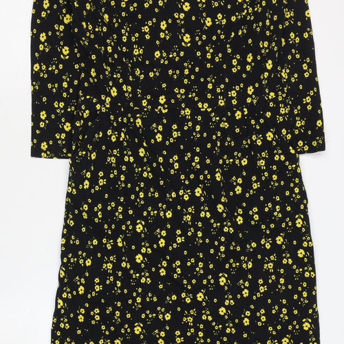 Boden Women's Black Floral Cotton Dress Size 12