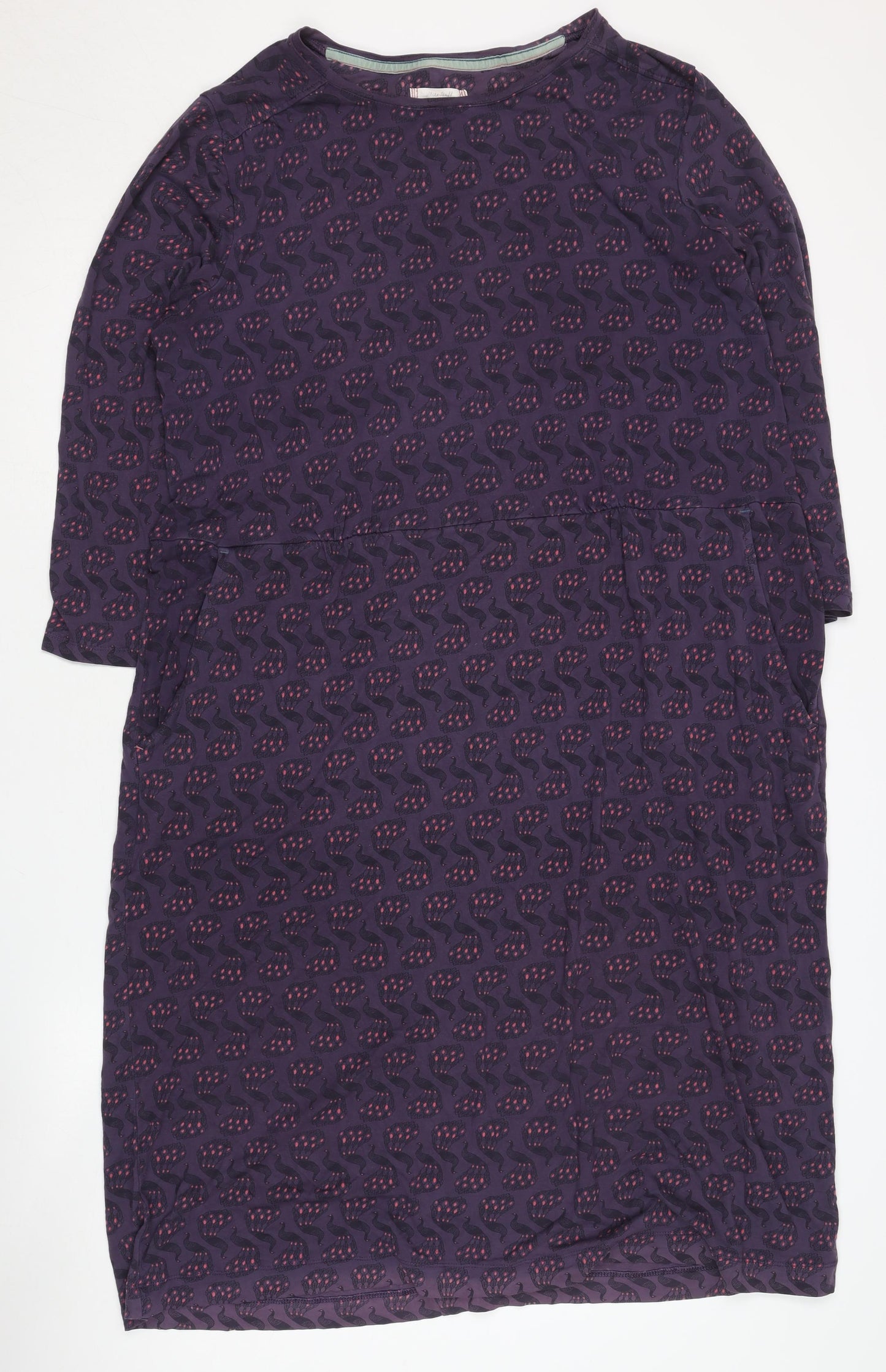 White Stuff Women's Purple Geometric Shift Dress, Size 22