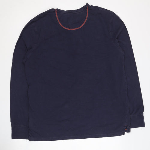 White Stuff Men's Blue Long Sleeve Henley T-Shirt L