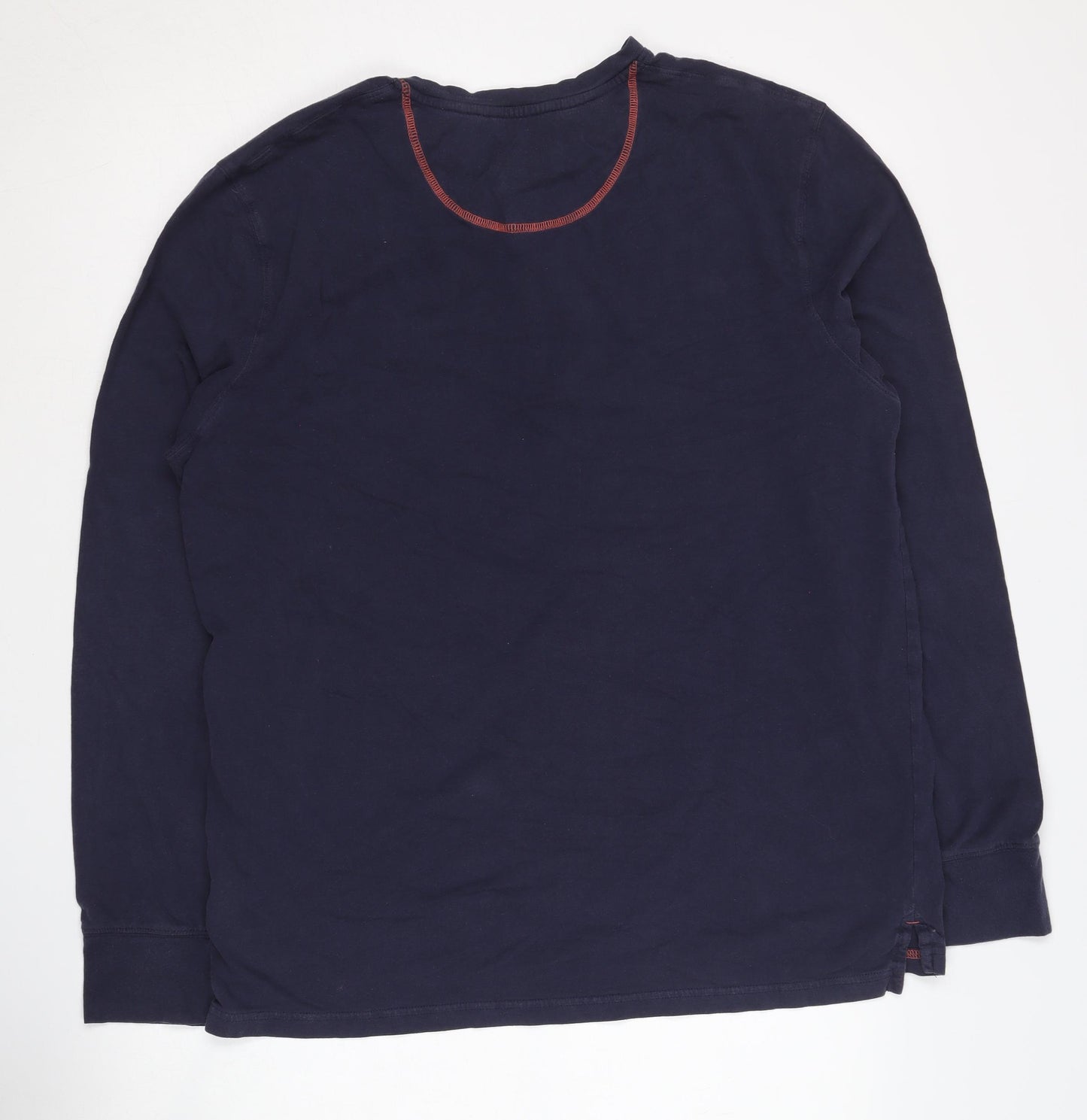 White Stuff Men's Blue Long Sleeve Henley T-Shirt L
