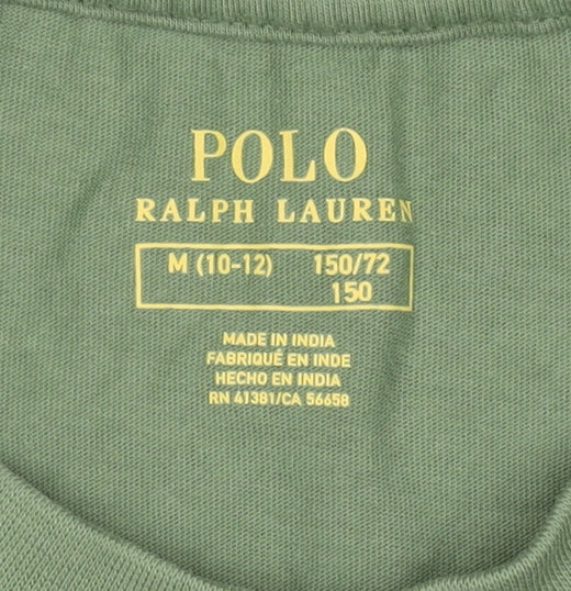 Ralph Lauren Boys Green T-Shirt, Size M, Casual Logo Style