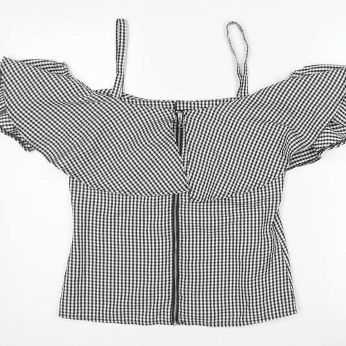 Jane Norman Women's Black Check Off Shoulder Camisole