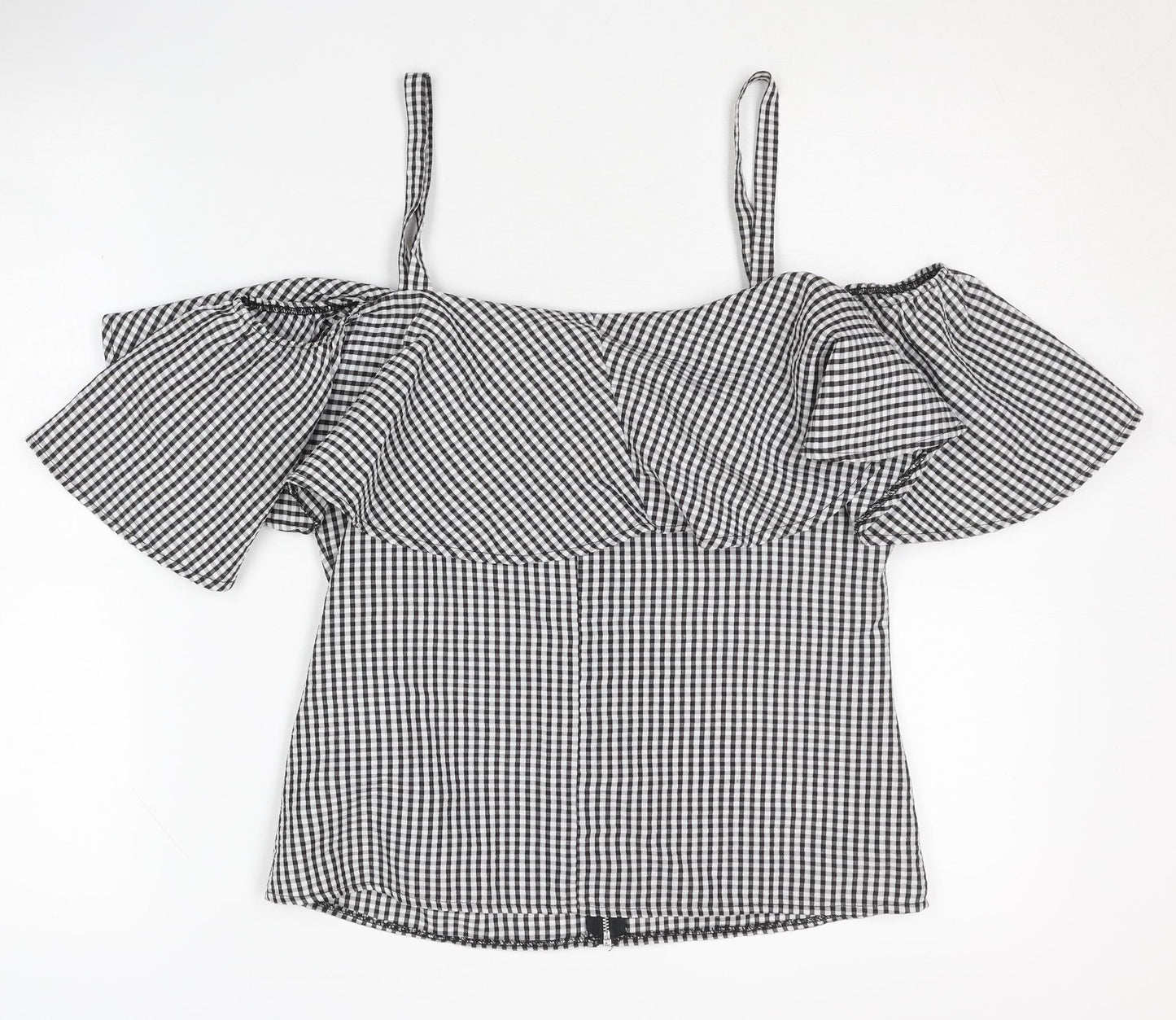 Jane Norman Women's Black Check Off Shoulder Camisole