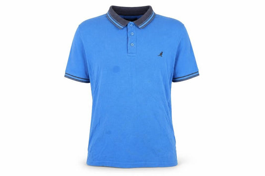 Front view of Kangol Men's Blue Polo Shirt - Large, Cotton, Short Sleeve