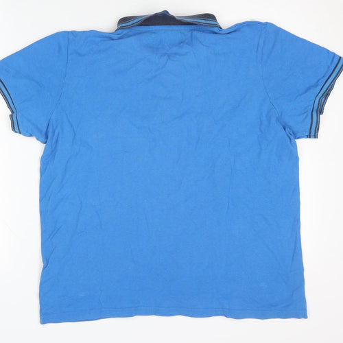 Kangol Men's Blue Polo Shirt - Large, Cotton, Short Sleeve