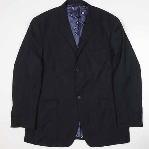 Ben Sherman Men's Black Double Vented Vintage Wool Blazer Jacket Size 44 Regular