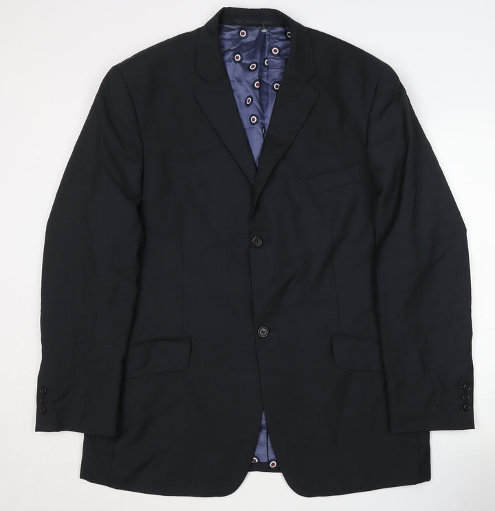 Ben Sherman Men's Black Double Vented Vintage Wool Blazer Jacket Size 44 Regular
