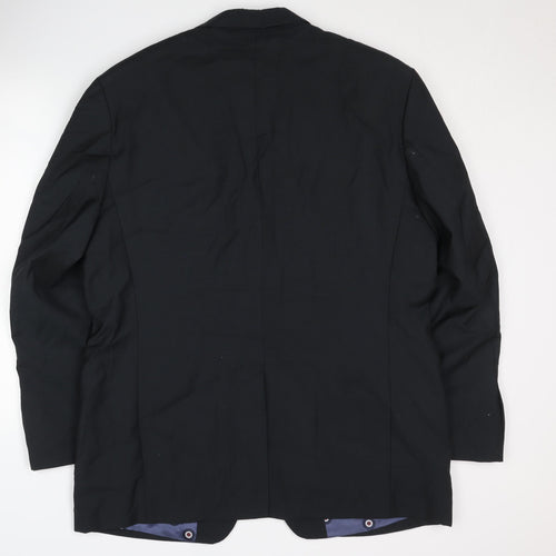 Ben Sherman Men's Black Double Vented Vintage Wool Blazer Jacket Size 44 Regular