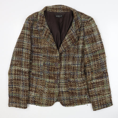 Patrick Paris Women's Brown Plaid Bouclé Blazer Size 16