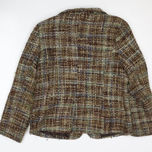 Patrick Paris Women's Brown Plaid Bouclé Blazer Size 16