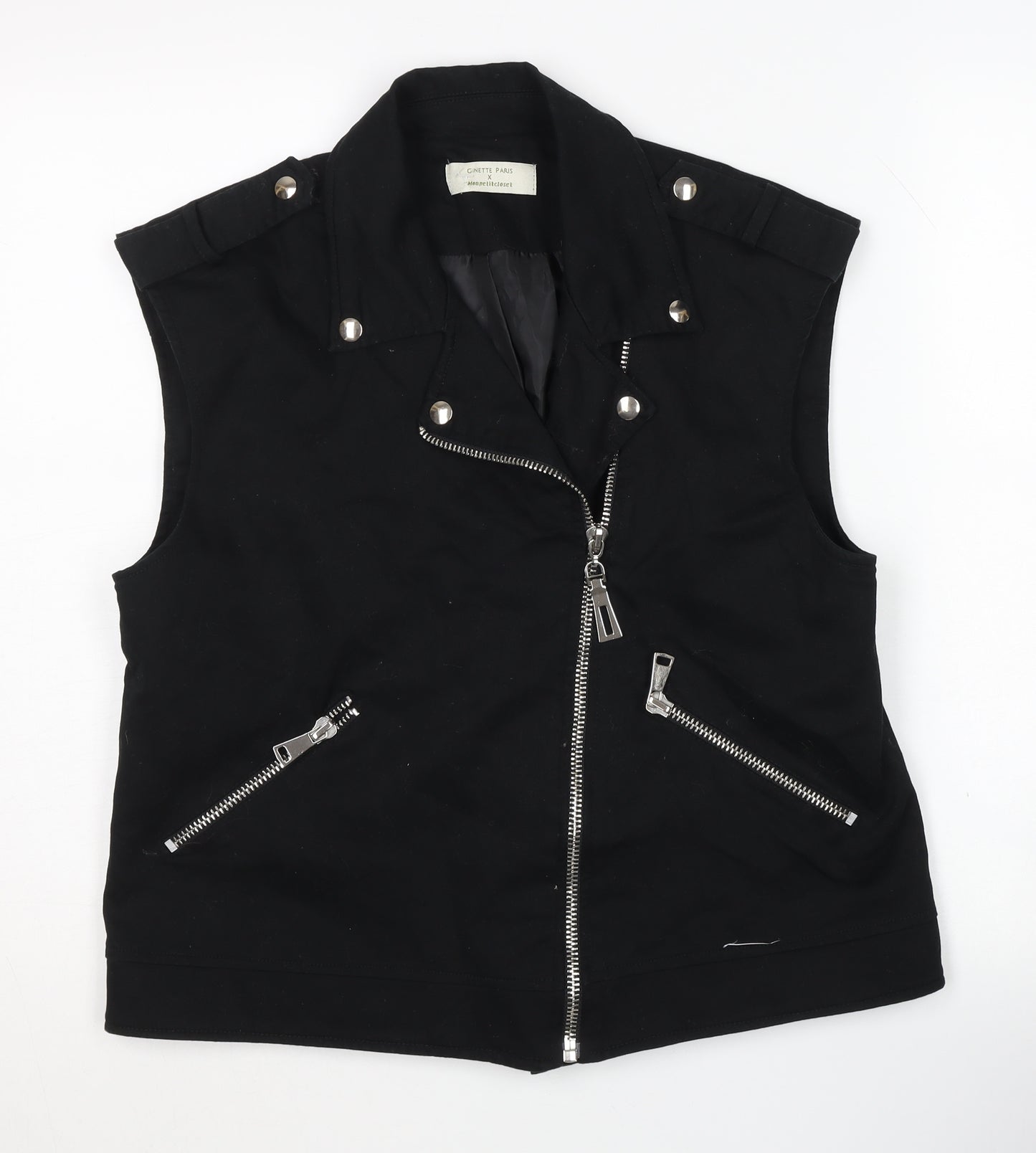 Ginette Paris Women's Black Biker Waistcoat, Size 1