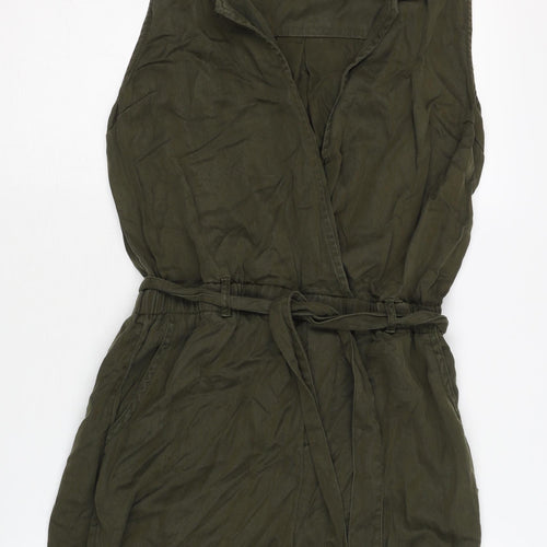 Superdry Women's Green Collared Belted Playsuit S