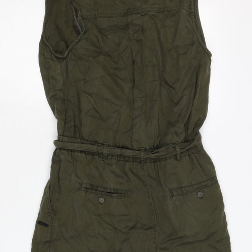 Superdry Women's Green Collared Belted Playsuit S