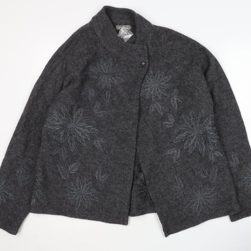 Kenar Women's Grey Wool Cardigan M - Embroidered
