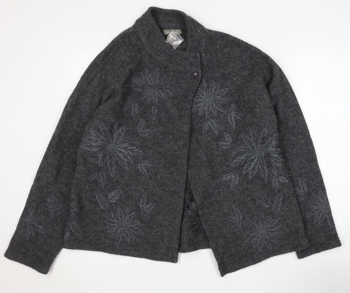 Kenar Women's Grey Wool Cardigan M - Embroidered