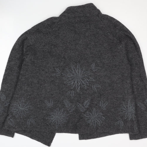 Kenar Women's Grey Wool Cardigan M - Embroidered