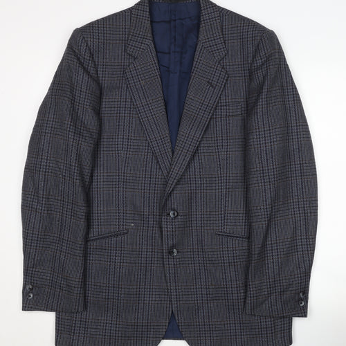 Eric Spencer Men's Blue Check Wool Blazer 42