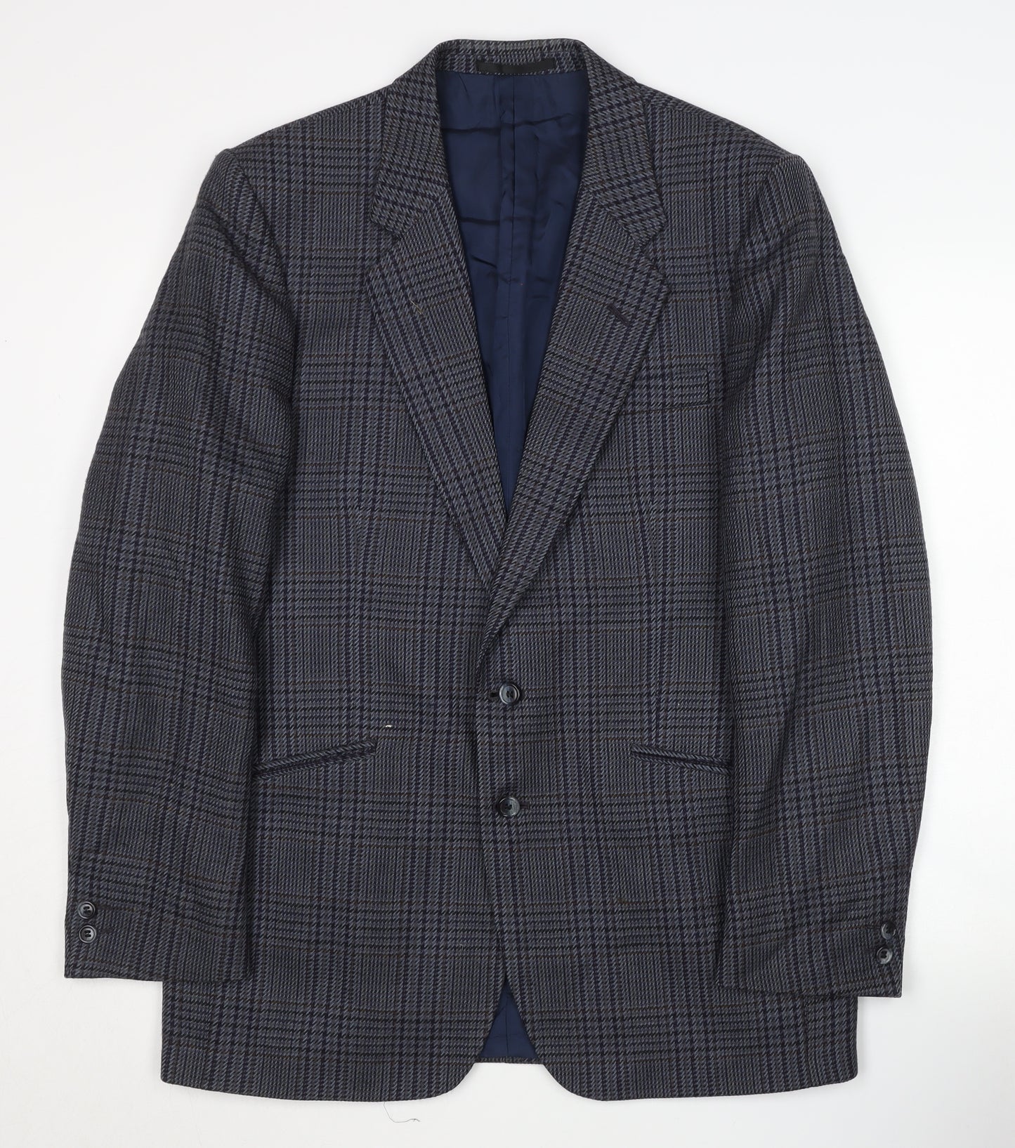 Eric Spencer Men's Blue Check Wool Blazer 42