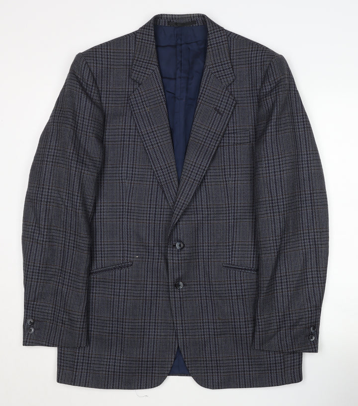 Eric Spencer Men's Blue Check Wool Blazer 42