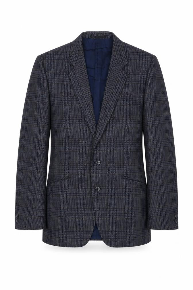 Eric Spencer Men's Blue Check Wool Blazer 42