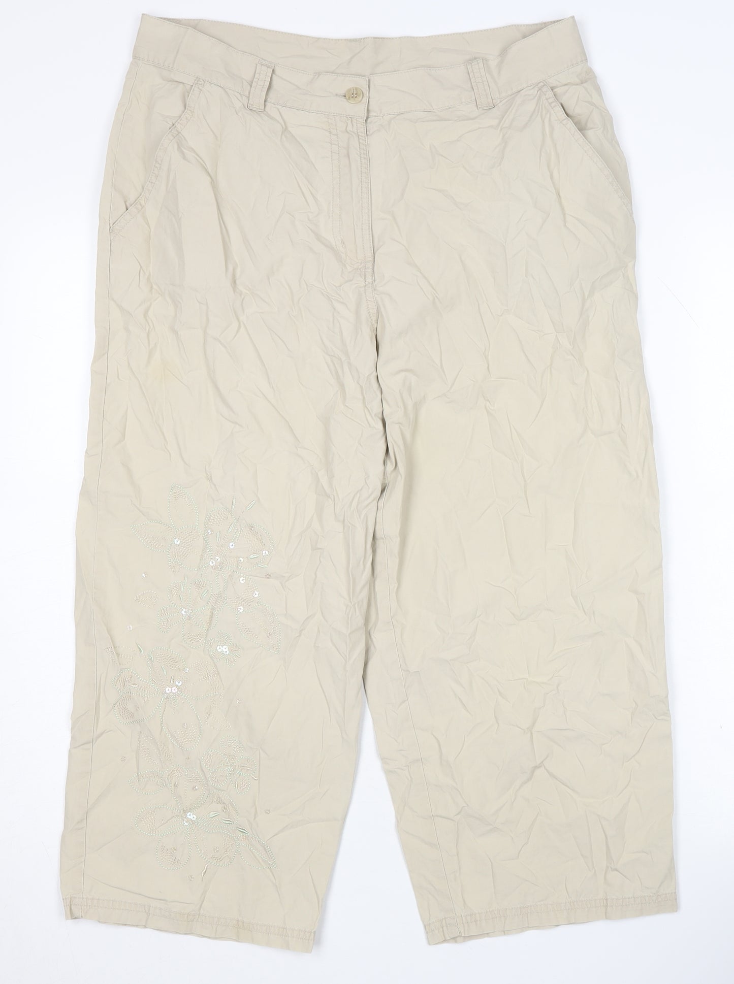 b casual Women's Beige Capri Trousers Size 14