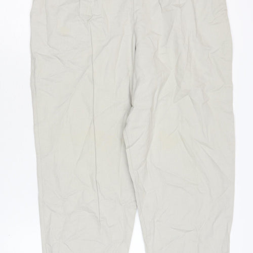 C&A Women's Vintage Beige Trousers, Size 14, Cotton