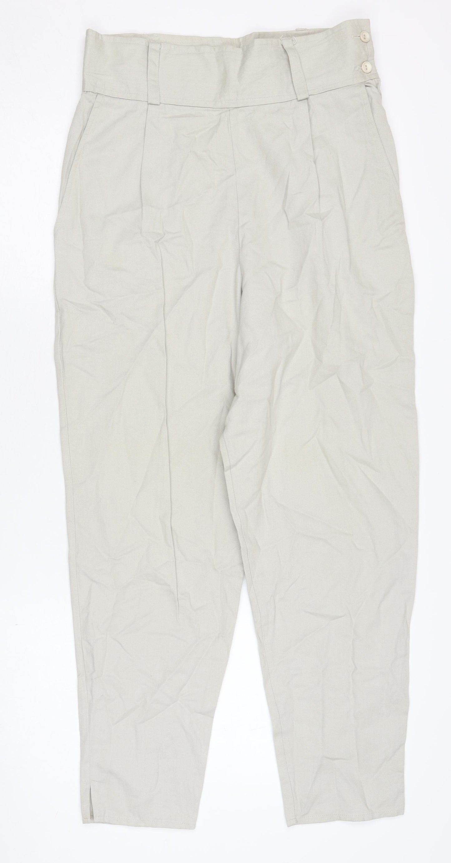 C&A Women's Vintage Beige Trousers, Size 14, Cotton
