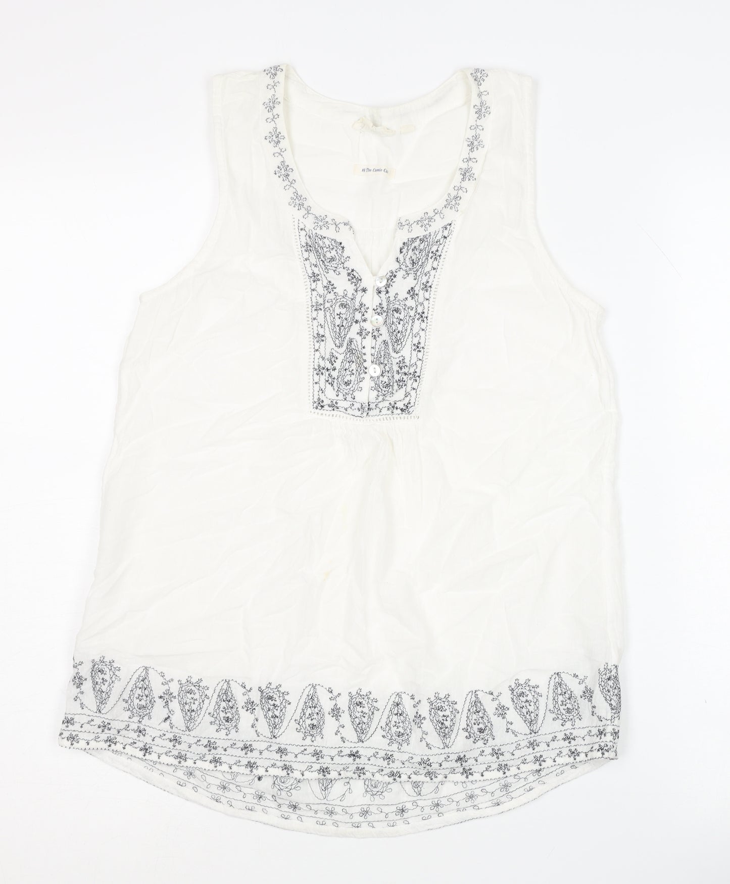 Fat Face Women's White Blouse Size 8 Sleeveless Casual