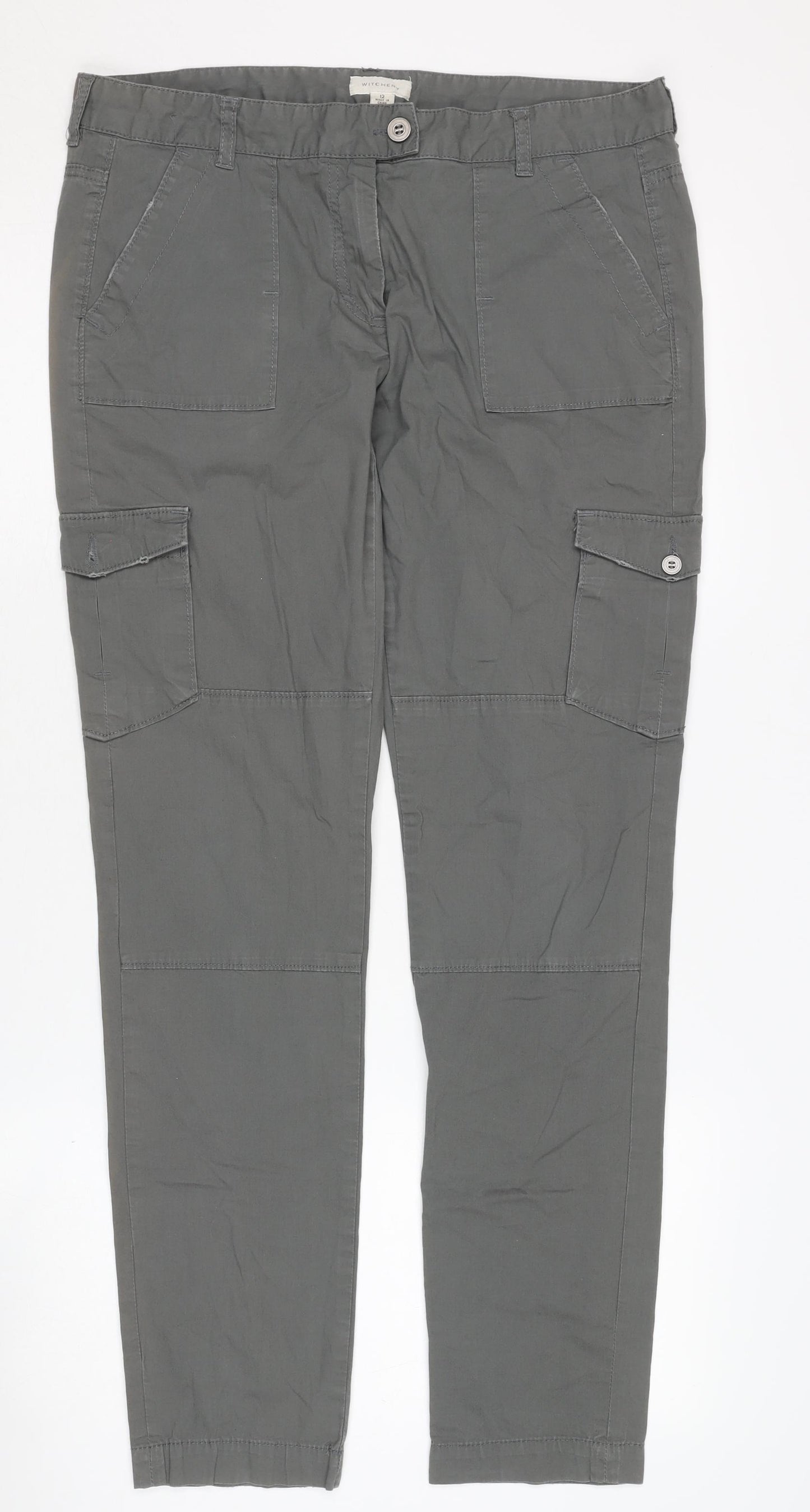 Witchery Women's Grey Cargo Trousers Size 12 Cotton