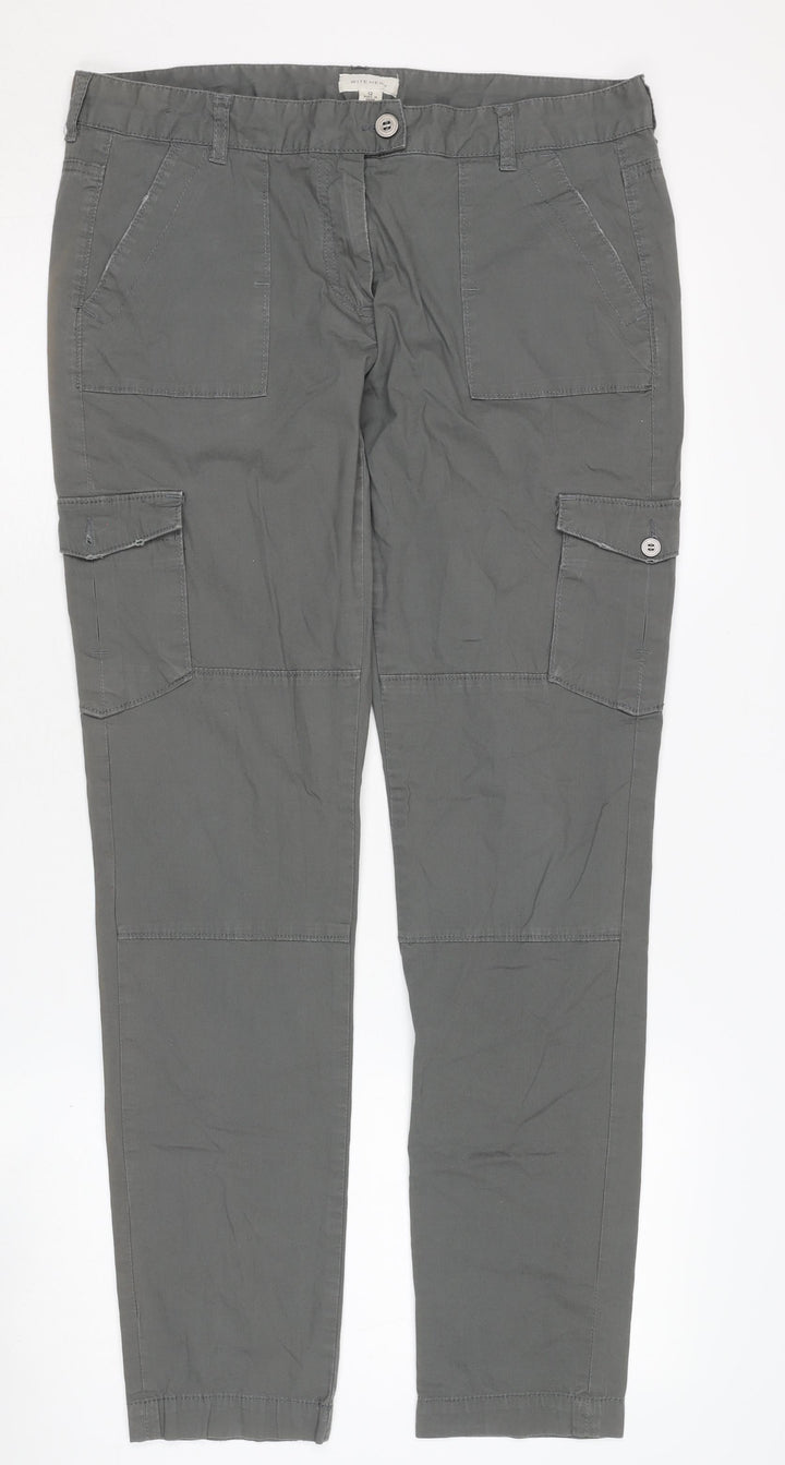 Witchery Women's Grey Cargo Trousers Size 12 Cotton