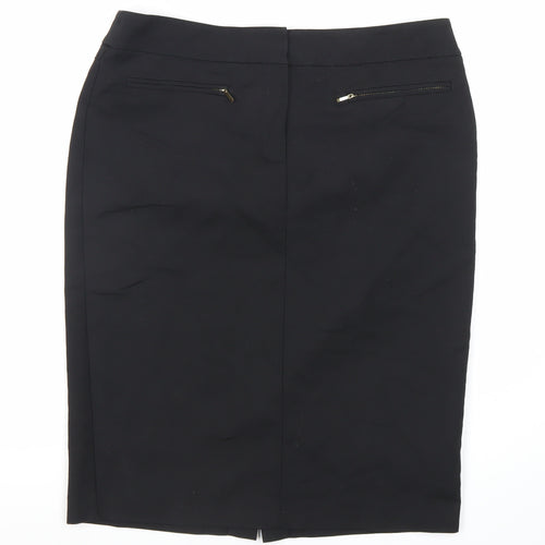 Next Women's Black Pencil Skirt, Size 12, Zip Accents
