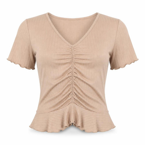 New Look Girls Brown Short Sleeve V-Neck T-Shirt, Size 14-15