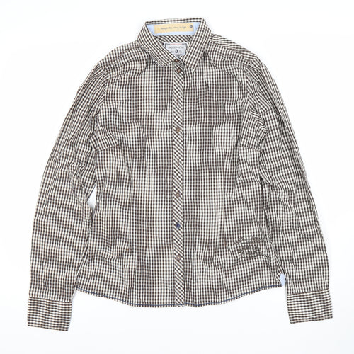 ARQUEONAUTAS Men's Brown Check Cotton Dress Shirt S