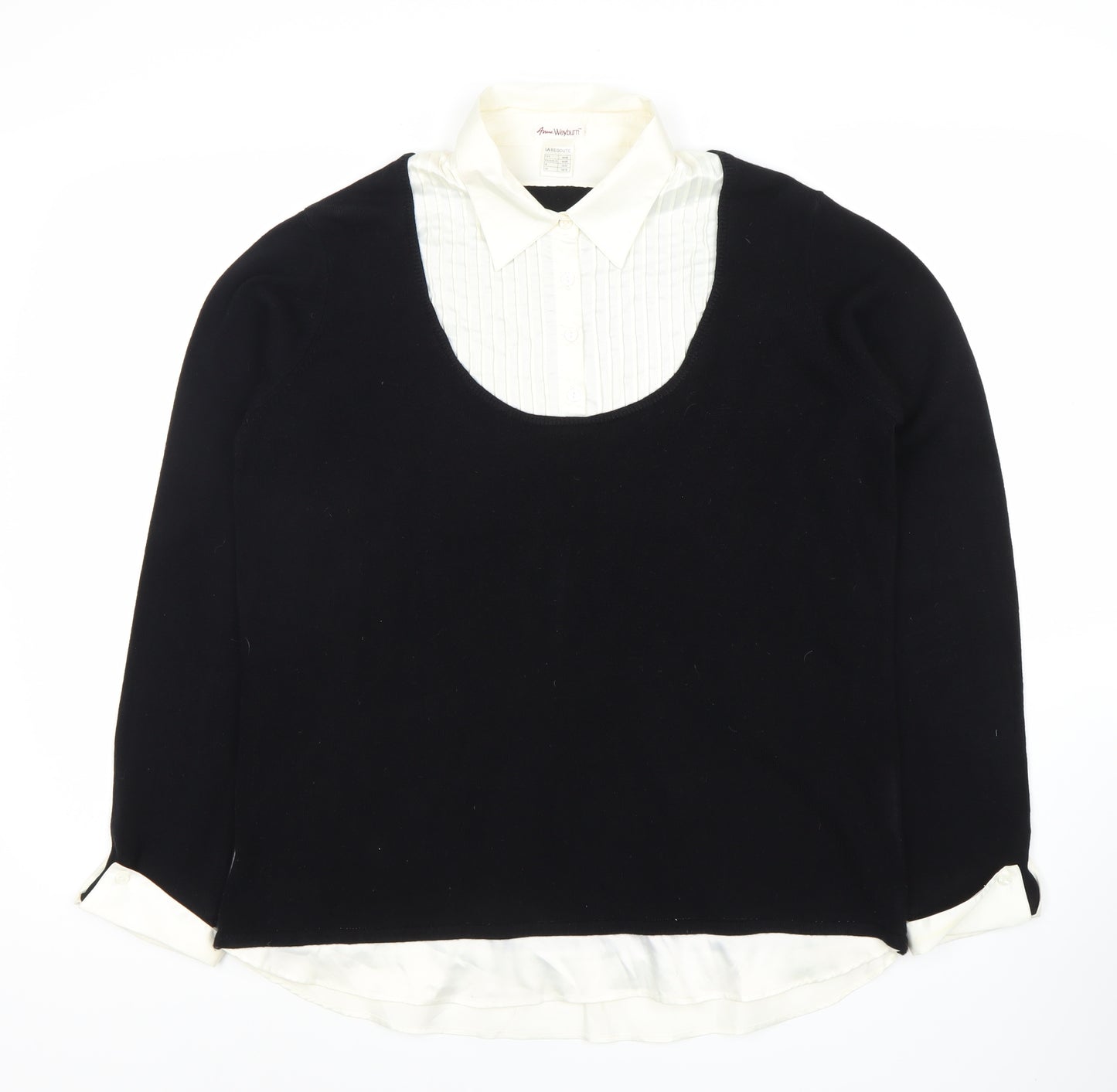 Anne Weyburn Women's Black Scoop Neck Pullover Jumper Size 18/20