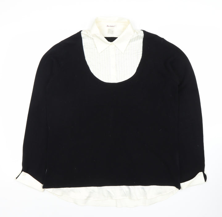 Anne Weyburn Women's Black Scoop Neck Pullover Jumper Size 18/20