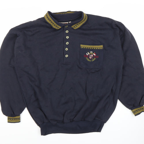 Pierre Leon Blue Unisex Henley Sweatshirt XL