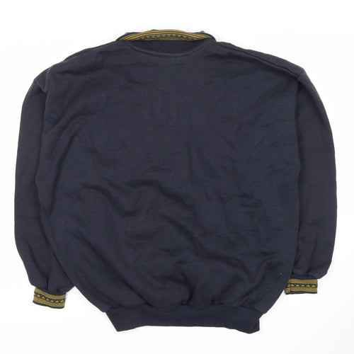 Pierre Leon Blue Unisex Henley Sweatshirt XL