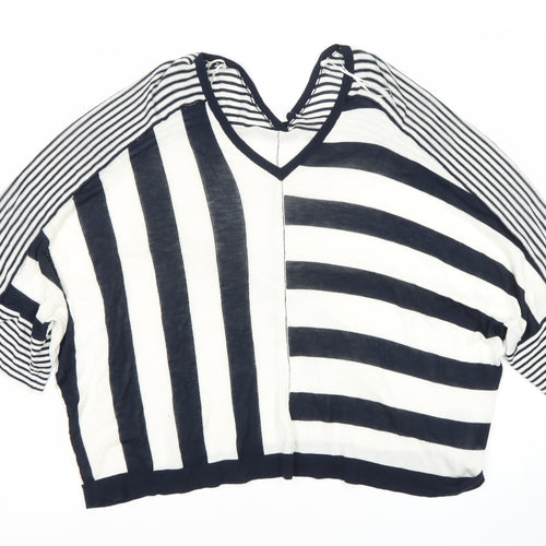 Next Women’s Multicoloured Striped V-Neck Top, Size L