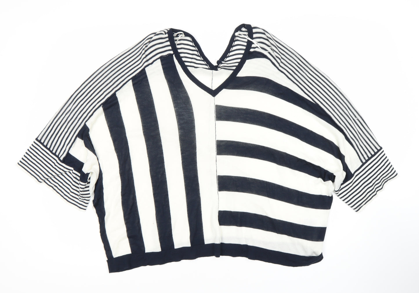 Next Women’s Multicoloured Striped V-Neck Top, Size L