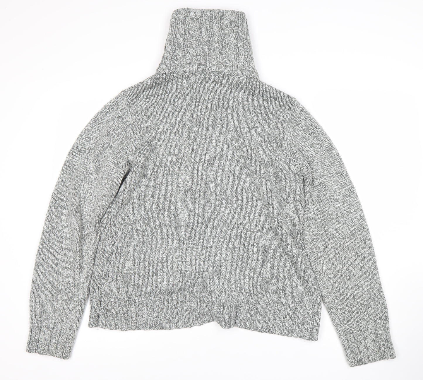 BHS Women's Grey Cable-Knit Full Zip Jumper, Size 16