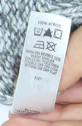 BHS Women's Grey Cable-Knit Full Zip Jumper, Size 16