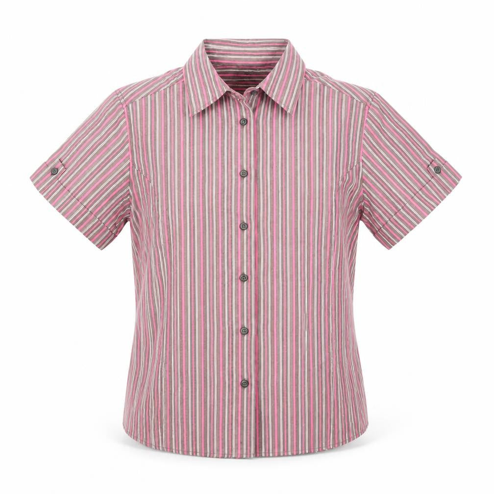 Front view of Crane Sports Women's Multicoloured Striped Button-Up Shirt S